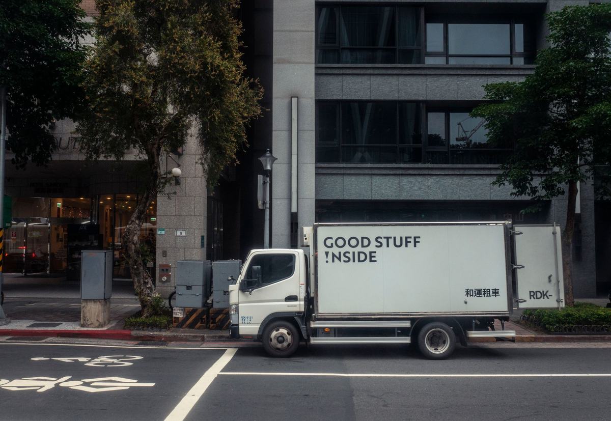 Delivery truck on a city street in Asia